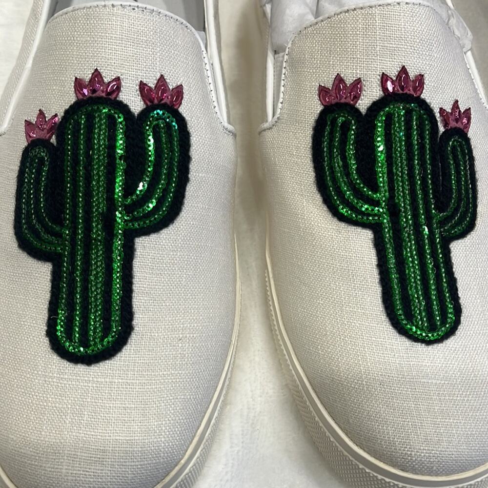Katy Perry Womens Shoes 7.5 Slip On Sneakers Cactus Sequins Runs Small/Narrow - Picture 3 of 7